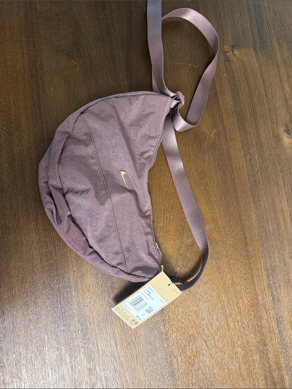 Nike Mauve Sling Bag with Gold Swoosh
